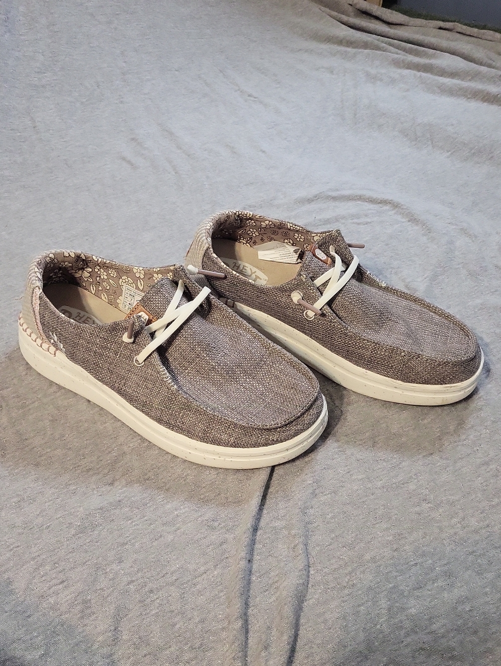Hey Dude Grey Canvas Lace-Up Slip-On Shoes - Picture 1 of 7